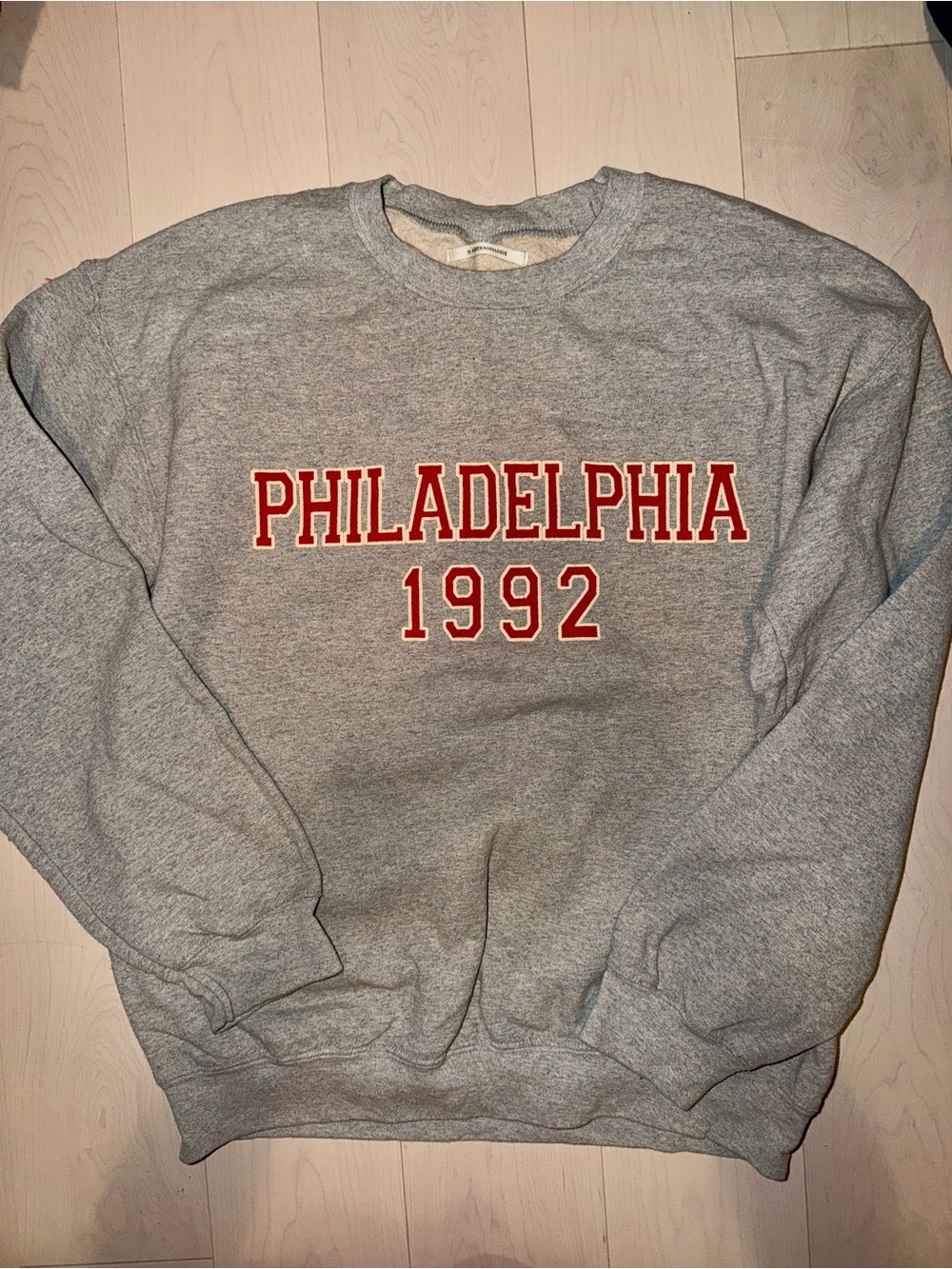 Anthropologie Gray Crewneck Sweatshirt with Red Philadelphia 1992 Lettering